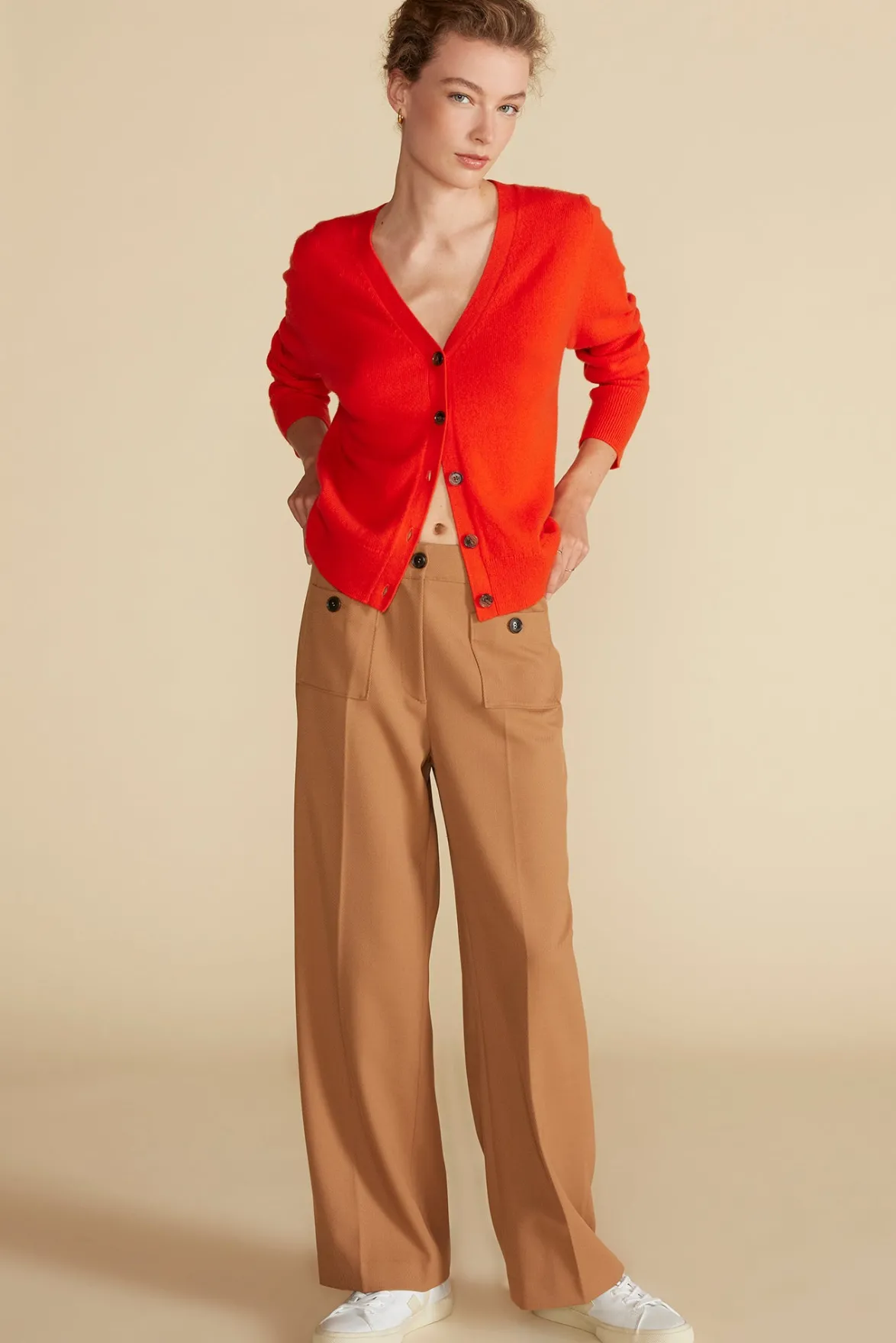 Sweaters & Cardigans^Amour Vert Mason Cashmere Cardigan ClementineOrange