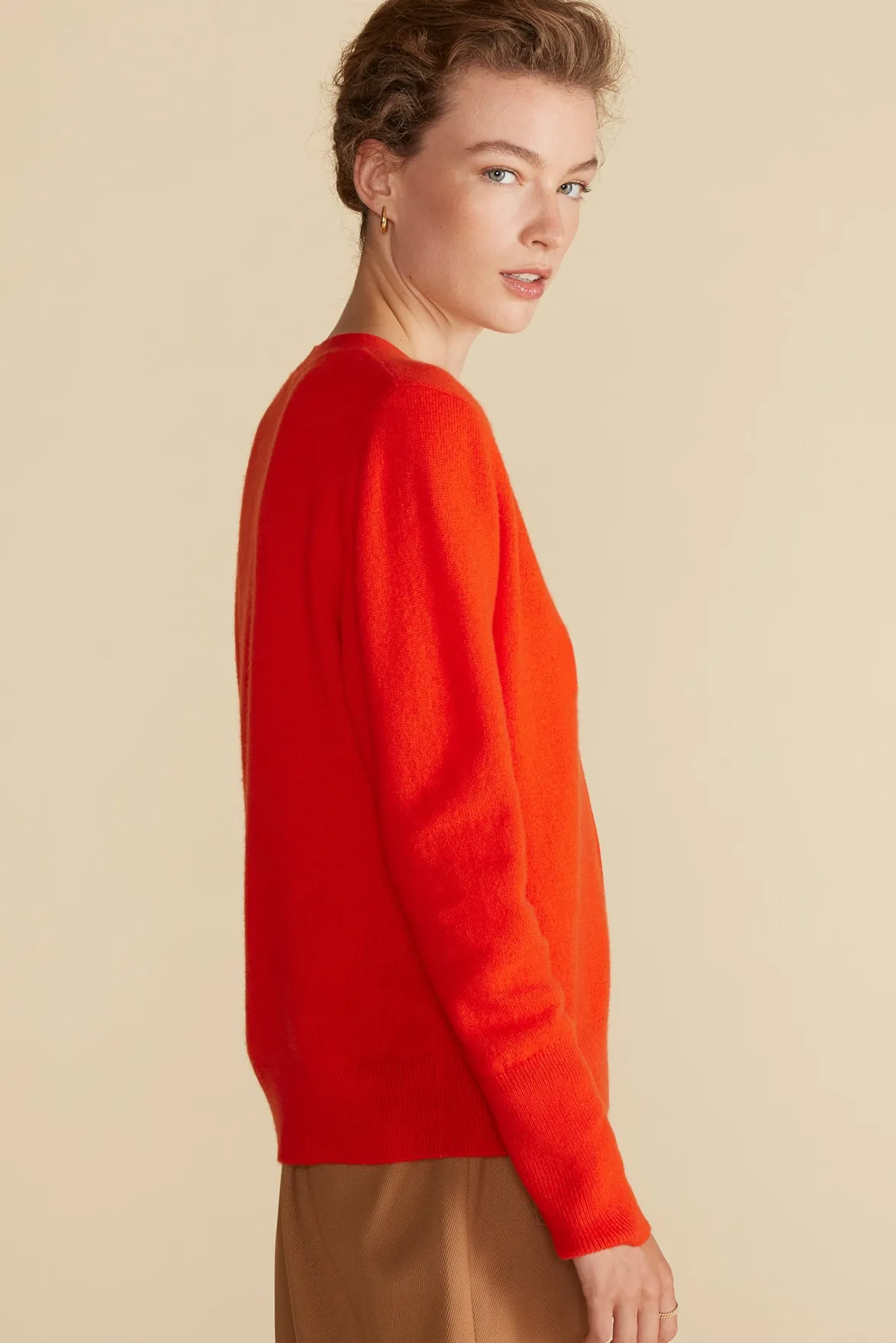 Sweaters & Cardigans^Amour Vert Mason Cashmere Cardigan ClementineOrange