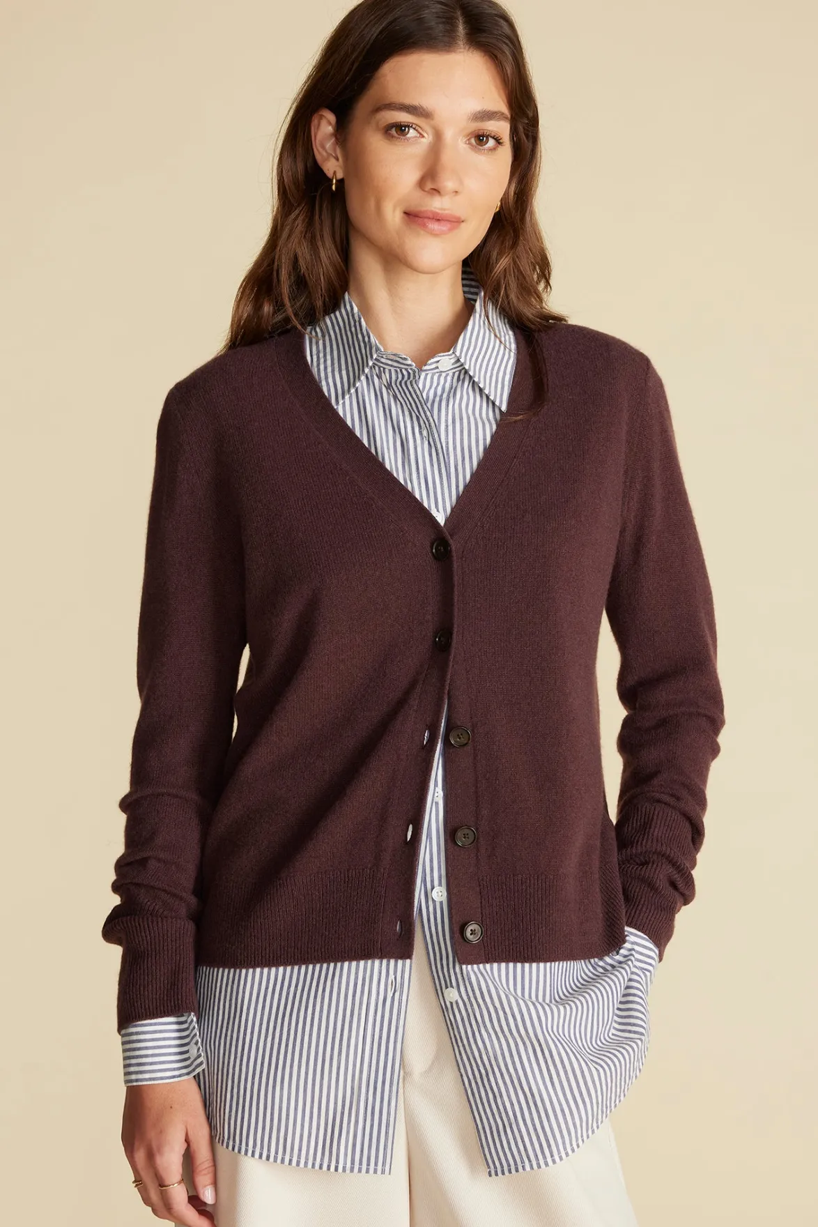 Sweaters & Cardigans^Amour Vert Mason Cashmere Cardigan PurpleFig