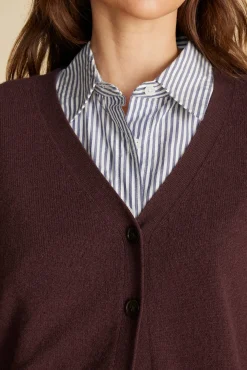 Sweaters & Cardigans^Amour Vert Mason Cashmere Cardigan PurpleFig