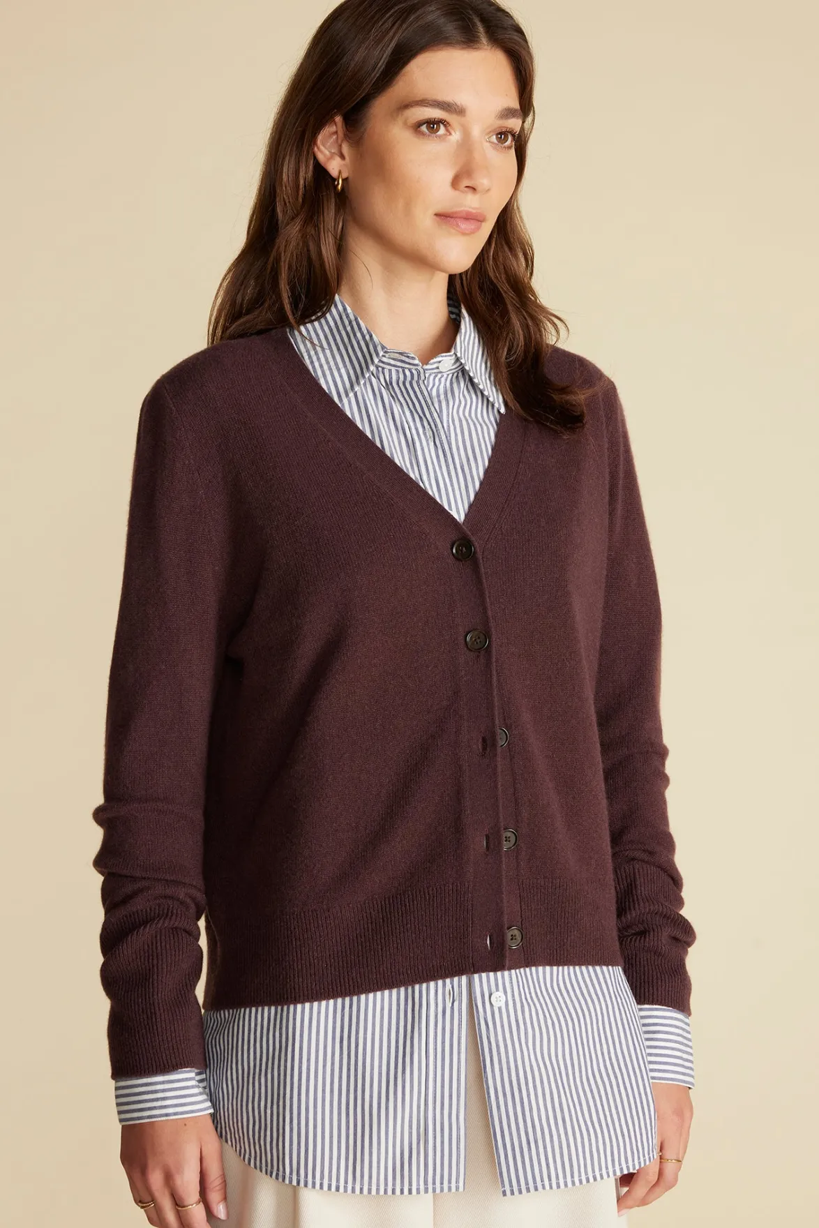 Sweaters & Cardigans^Amour Vert Mason Cashmere Cardigan PurpleFig