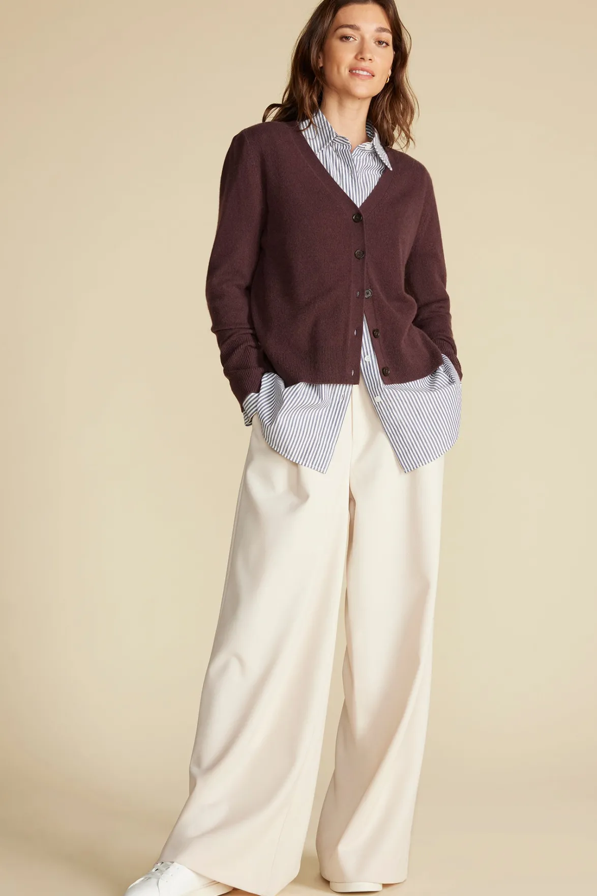 Sweaters & Cardigans^Amour Vert Mason Cashmere Cardigan PurpleFig
