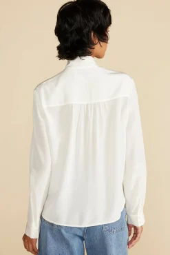 Blouses & Shirts|Tops^Amour Vert Milla Washable Silk Bow Blouse Ivory