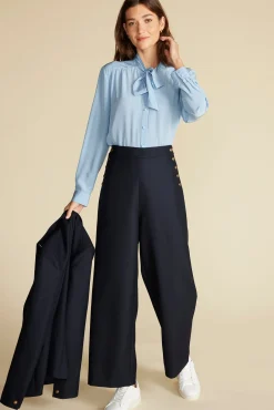 Blouses & Shirts|Tops^Amour Vert Milla Washable Silk Bow Blouse SkyBlue