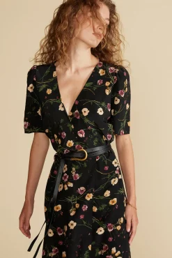 Dresses^Amour Vert Nicolette Washable Silk Dress BlackMargeuritteWildflowerPrint