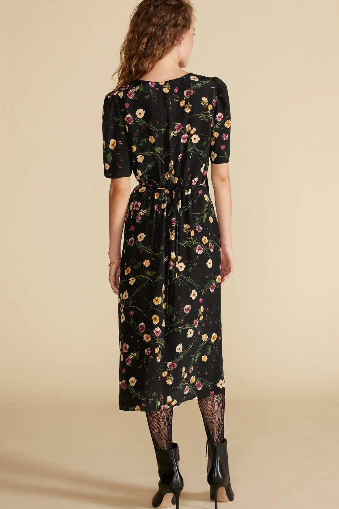 Dresses^Amour Vert Nicolette Washable Silk Dress BlackMargeuritteWildflowerPrint