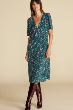 Dresses^Amour Vert Nicolette Washable Silk Dress ChloeGreenFloralPrint