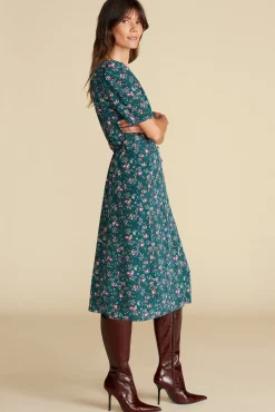 Dresses^Amour Vert Nicolette Washable Silk Dress ChloeGreenFloralPrint