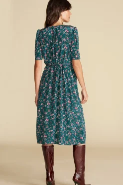 Dresses^Amour Vert Nicolette Washable Silk Dress ChloeGreenFloralPrint