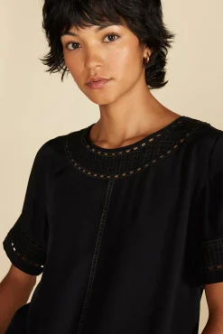 Blouses & Shirts|Tops^Amour Vert Odilia Embroidered Viscose Top Black