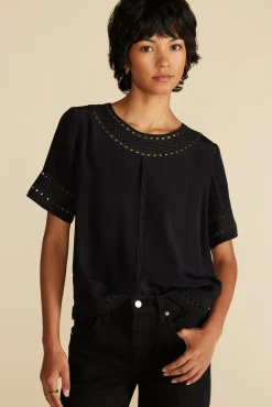 Blouses & Shirts|Tops^Amour Vert Odilia Embroidered Viscose Top Black