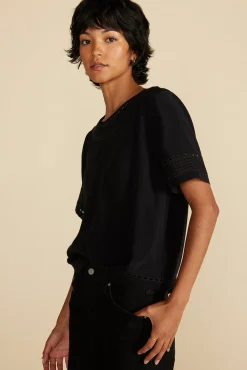 Blouses & Shirts|Tops^Amour Vert Odilia Embroidered Viscose Top Black