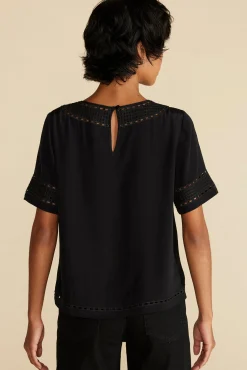 Blouses & Shirts|Tops^Amour Vert Odilia Embroidered Viscose Top Black