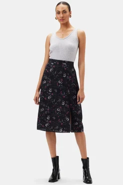 Skirts|Clearance^Amour Vert Ollie Washable Silk Skirt CarolineBlack