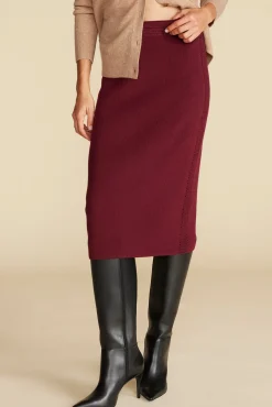 Skirts^Amour Vert Olympe Knit Pencil Skirt Burgundy