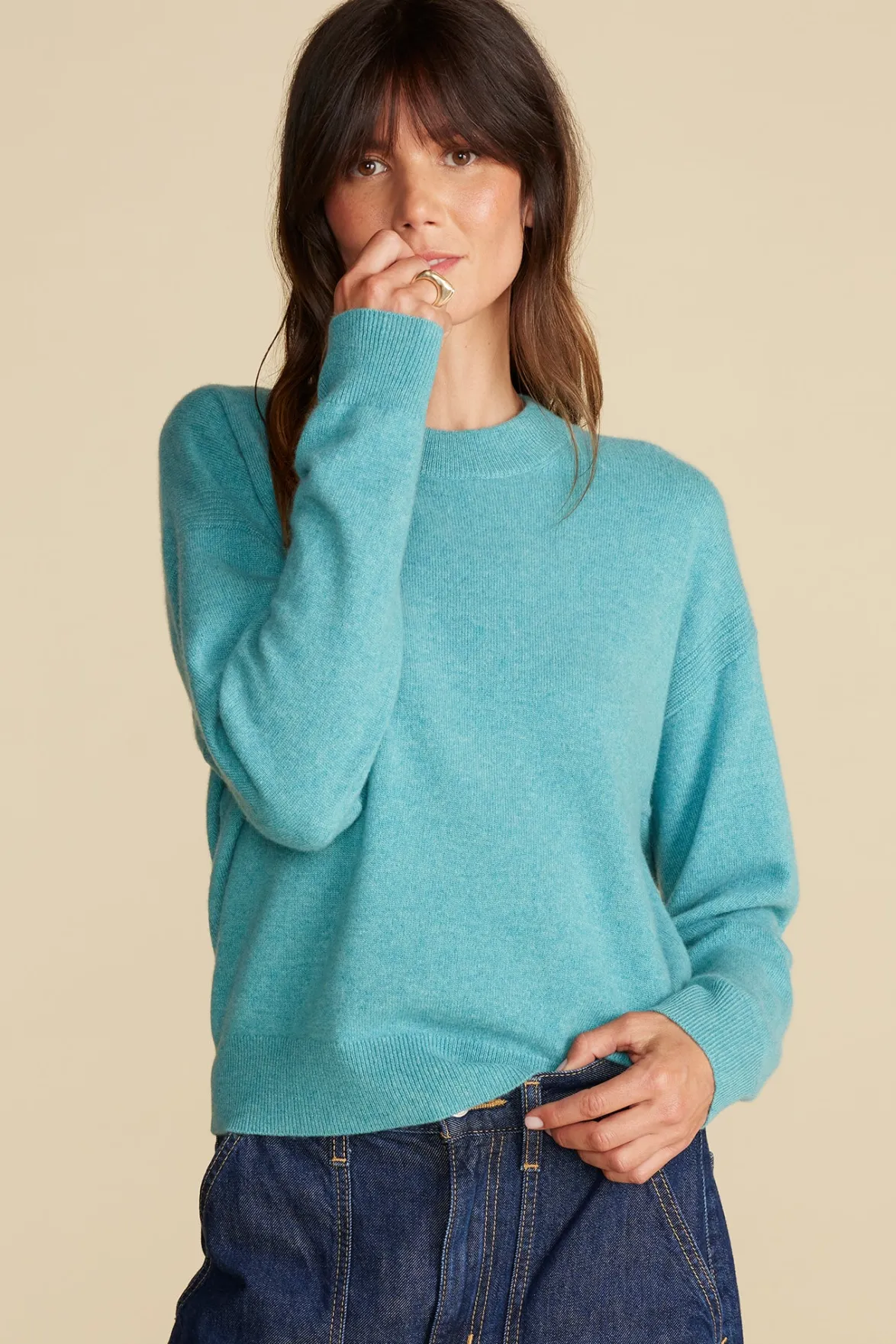 Sweaters & Cardigans^Amour Vert Pearl Cashmere Sweater Aegean