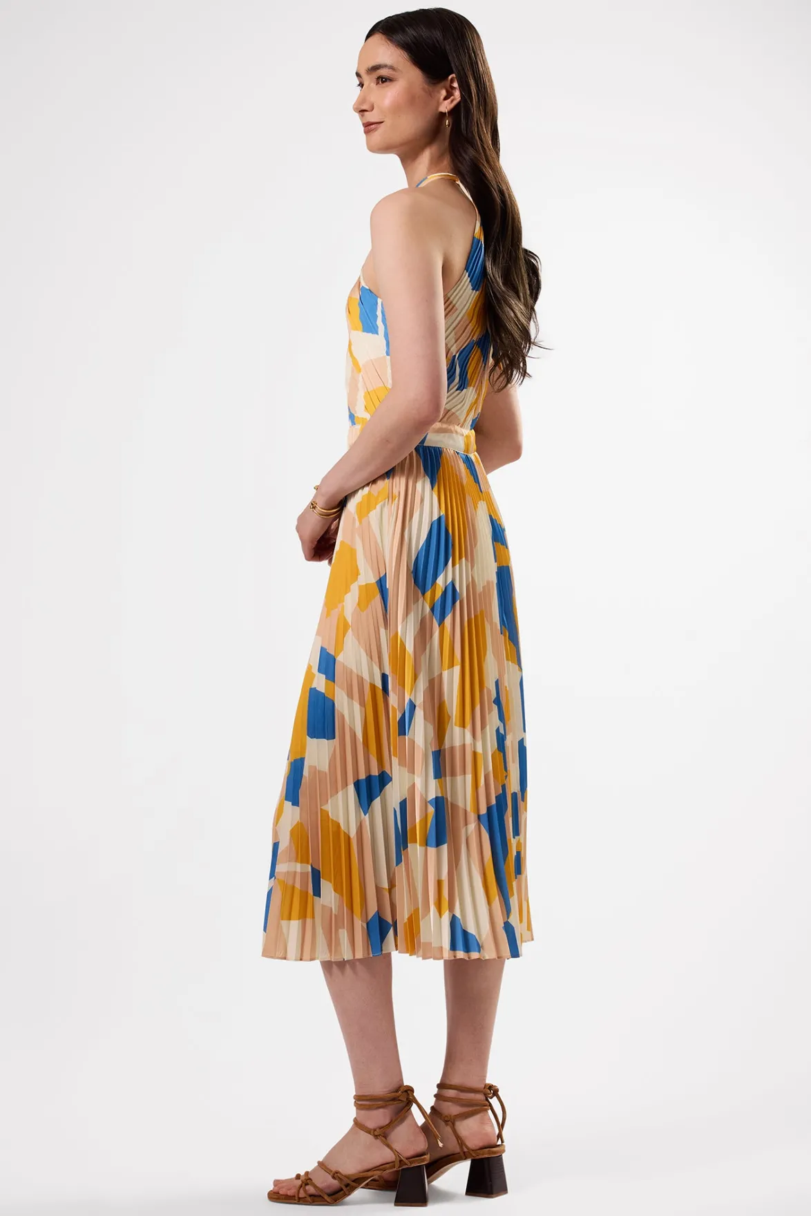 Dresses|Clearance^Amour Vert Pleat Recycled Sateen Dress SoniaIndigoBlueMulti