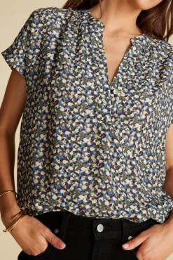 Blouses & Shirts|Tops^Amour Vert Renata Crepe Blouse RennesSkyBlueFloralPrint