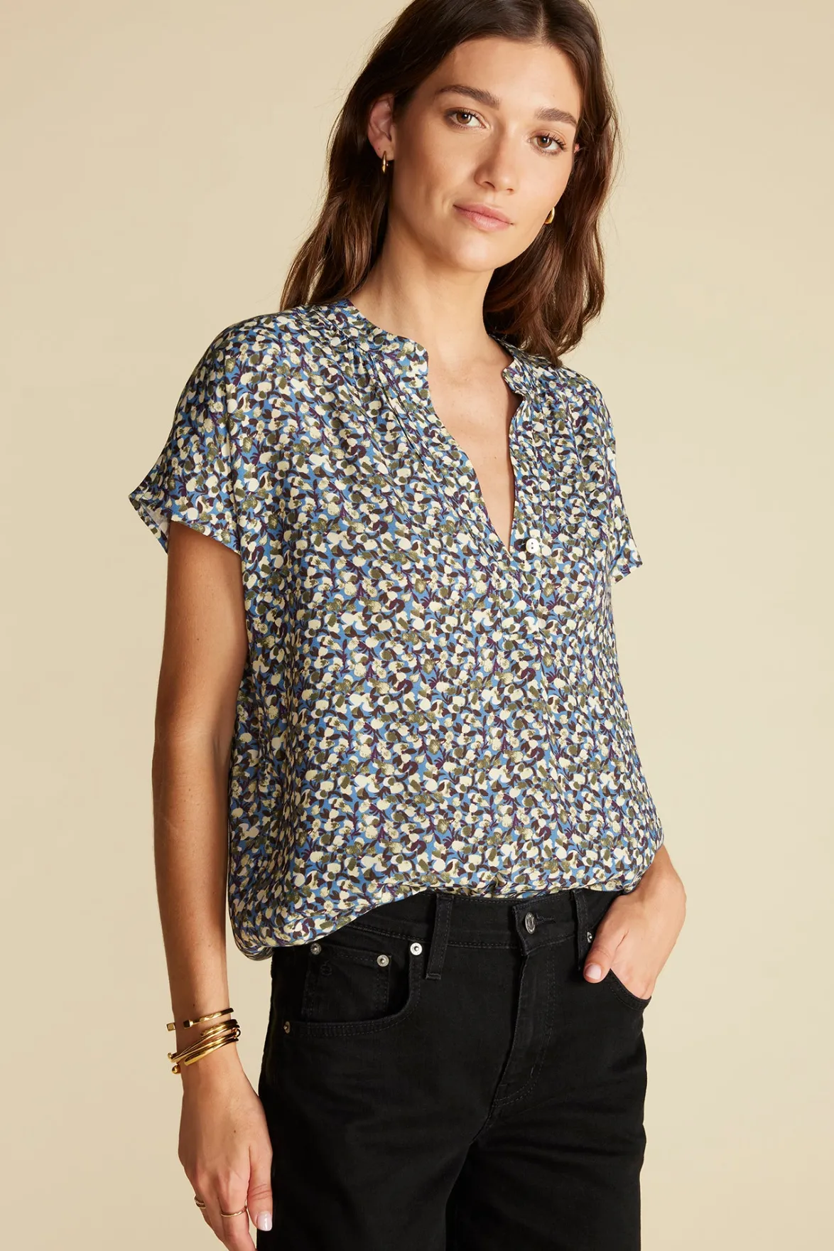 Blouses & Shirts|Tops^Amour Vert Renata Crepe Blouse RennesSkyBlueFloralPrint