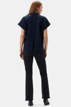 Tops|Clearance^Amour Vert Renata Full Placket Blouse NavyBlue