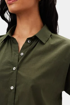 Tops|Clearance^Amour Vert Renata Full Placket Blouse OliveGreen