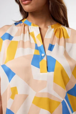 Tops|Clearance^Amour Vert Renata Recycled Sateen Blouse SoniaIndigoBlueMulti