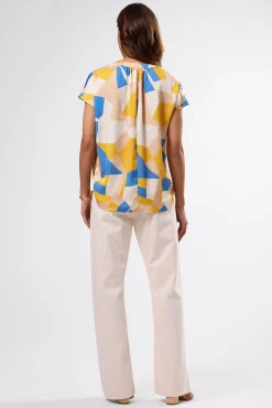 Tops|Clearance^Amour Vert Renata Recycled Sateen Blouse SoniaIndigoBlueMulti