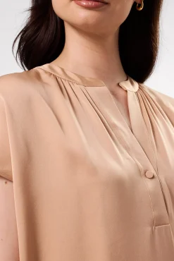 Blouses & Shirts|Tops^Amour Vert Renata Stretch Silk Blouse Biscotti