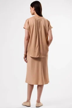 Blouses & Shirts|Tops^Amour Vert Renata Stretch Silk Blouse Biscotti
