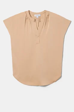Blouses & Shirts|Tops^Amour Vert Renata Stretch Silk Blouse Biscotti
