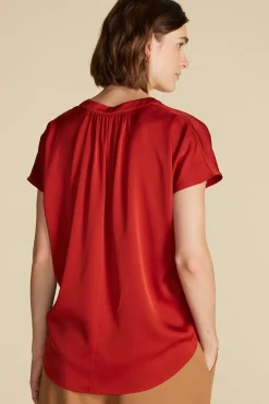 Blouses & Shirts|Tops^Amour Vert Renata Stretch Silk Blouse Rust