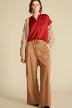 Blouses & Shirts|Tops^Amour Vert Renata Stretch Silk Blouse Rust