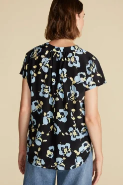 Blouses & Shirts|Tops^Amour Vert Renata Washable Silk Blouse BlackPenseeFloralPrint