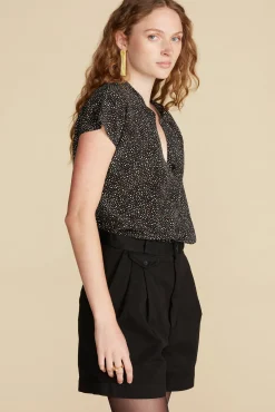 Blouses & Shirts|Tops^Amour Vert Renata Washable Silk Blouse ChamonixBlackandWhitePrint