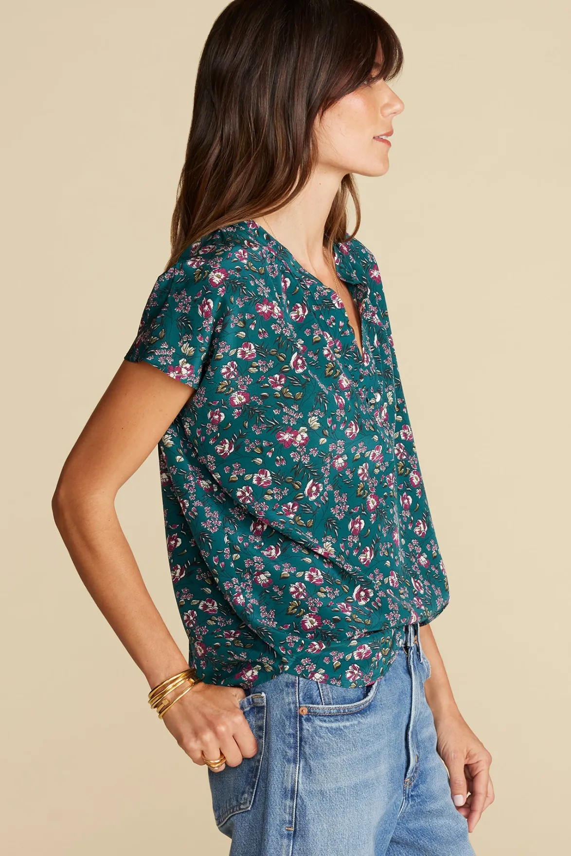 Blouses & Shirts|Tops^Amour Vert Renata Washable Silk Blouse ChloeGreenFloralPrint