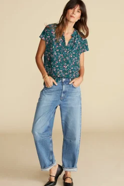 Blouses & Shirts|Tops^Amour Vert Renata Washable Silk Blouse ChloeGreenFloralPrint