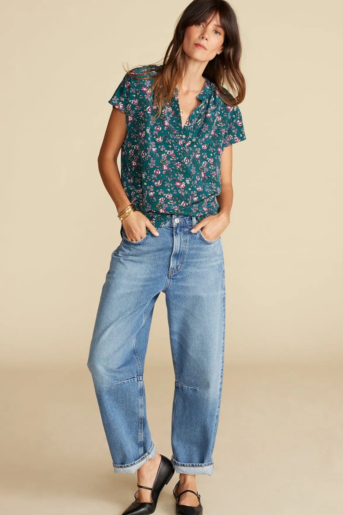 Blouses & Shirts|Tops^Amour Vert Renata Washable Silk Blouse ChloeGreenFloralPrint