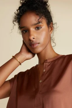 Blouses & Shirts|Tops^Amour Vert Ren Recycled Sateen Blouse Cafe