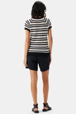 Tops|Clearance^Amour Vert Rosario Crochet Top BlackWhiteMultiStripe