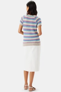 Tops|Clearance^Amour Vert Rosario Crochet Top AquaBlueMultiStripe
