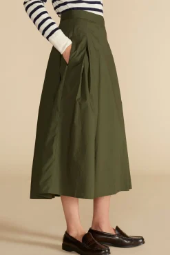 Skirts^Amour Vert Roselle Pleated Poplin Skirt OliveGreen