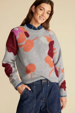Sweaters & Cardigans^Amour Vert Rowan Jacquard Crew Neck Sweater GreyPenseePrint