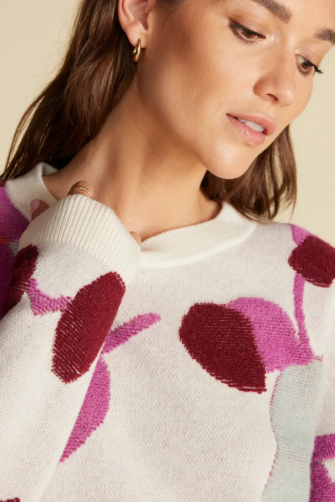 Sweaters & Cardigans^Amour Vert Rowan Jacquard Crew Neck Sweater IvoryPenseePrint