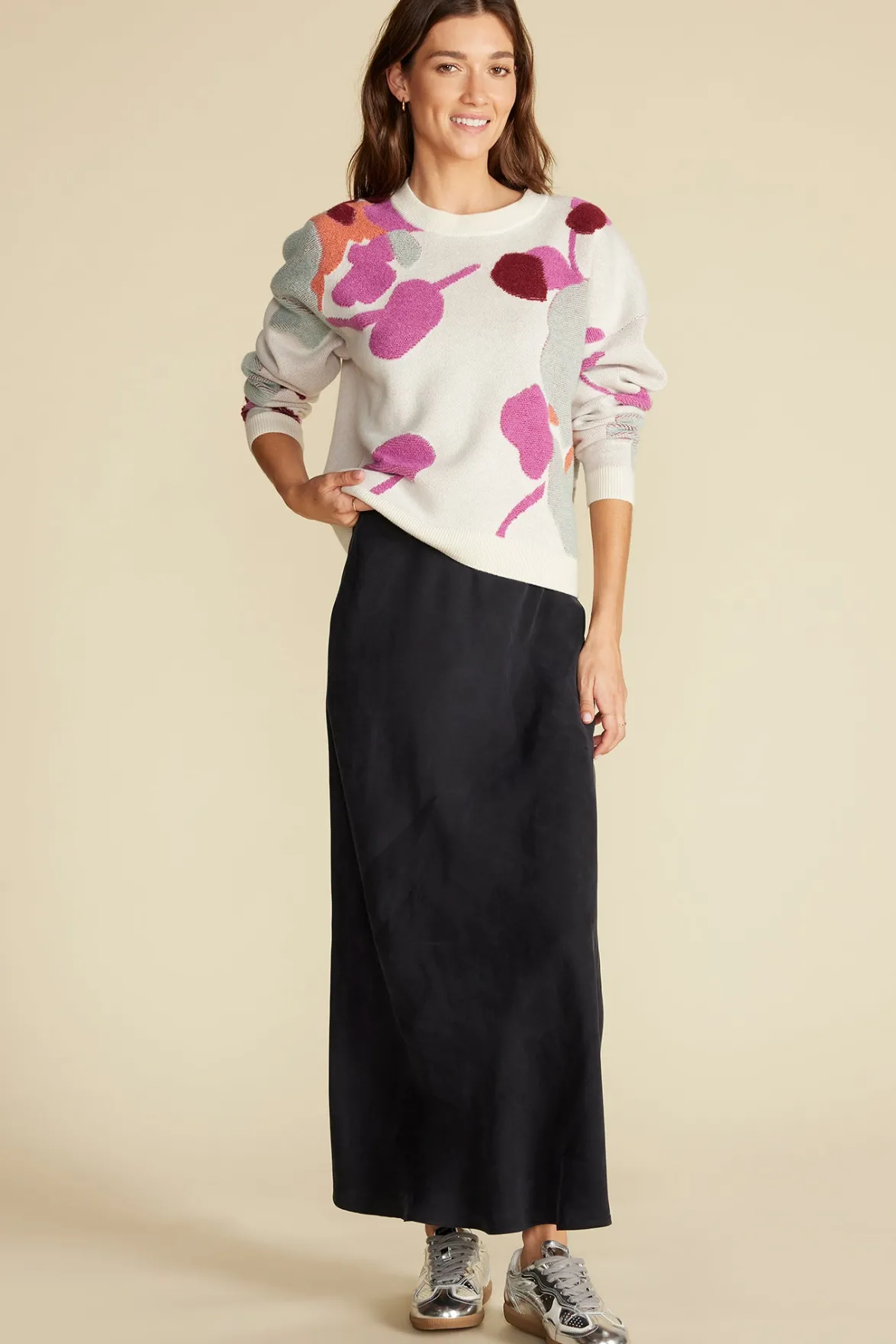 Sweaters & Cardigans^Amour Vert Rowan Jacquard Crew Neck Sweater IvoryPenseePrint