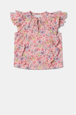 Tops|Clearance^Amour Vert Ruffle Sleeve Top MarseilleRed