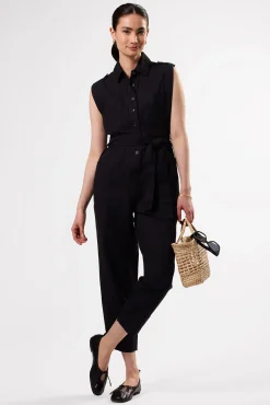 Jumpsuits|Clearance^Amour Vert Sienna Cotton Linen Jumpsuit Black