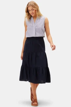 Skirts|Clearance^Amour Vert Silas Cotton Linen Skirt NavyBlue