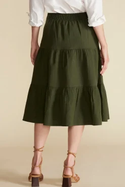 Skirts|Clearance^Amour Vert Silas Cotton Linen Skirt OliveGreen