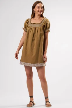 Dresses|Clearance^Amour Vert Smocked Embroidery Dress ElmWhiteEmbroidery