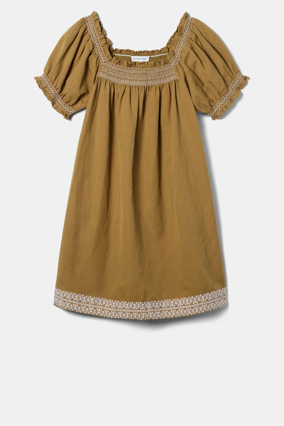 Dresses|Clearance^Amour Vert Smocked Embroidery Dress ElmWhiteEmbroidery